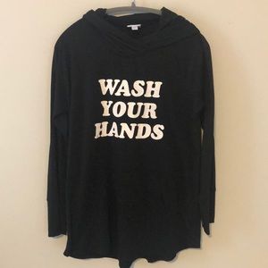 Black “wash your hands” hoodie
